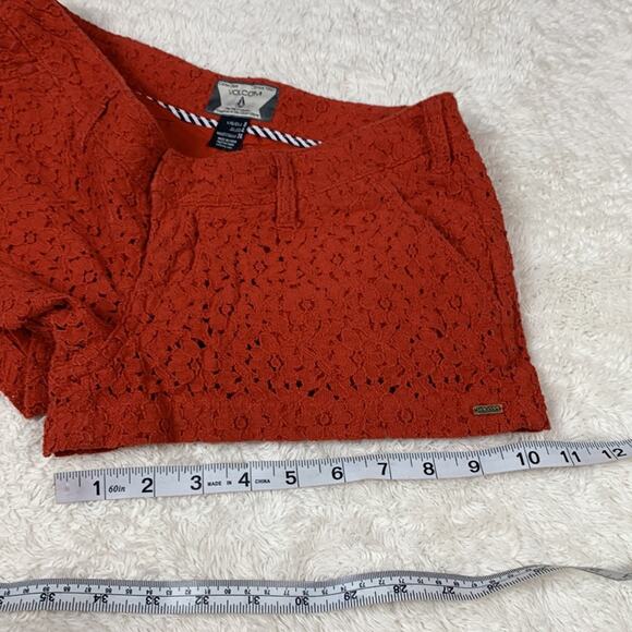 Volcom low rise burnt orange crochet overlay dressy shorts, size 0 - Picture 7 of 12